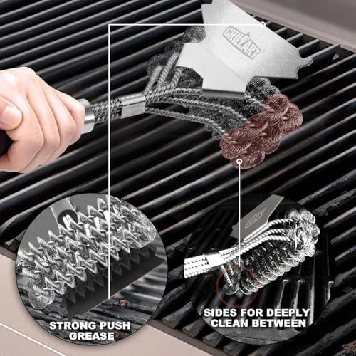 Grill Brush and Scraper Bristle Free – Safe BBQ Brush for Grill – 18'' Stainless Grill Grate Cleaner - Safe Grill Accessories for