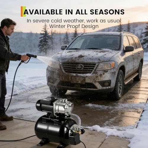 1HP Shallow Well Pump Tank Garden Water Pump Booster System, Pressurized Farm Irrigation, Automatic Water Booster Jet Pump or Home, Farm, Garden Irrigation & Water Transfer, Blue