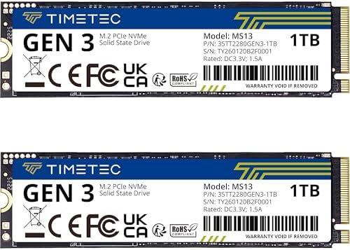 Timetec 1TB SSD NVMe PCIe Gen3x4 8Gb/s M.2 2280 3D NAND High Performance SLC Cache Read/Write Speed Up to 2, 000/1