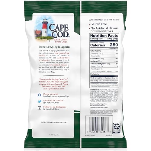 Cape Cod Sweet & Spicy Jalapeno Chips, 7.5 Oz Bag
