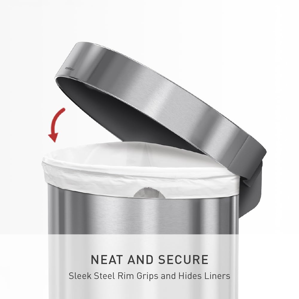 simplehuman 45 Liter / 12 Gallon Semi-Round Automatic Sensor Trash Can, Brushed Stainless Steel