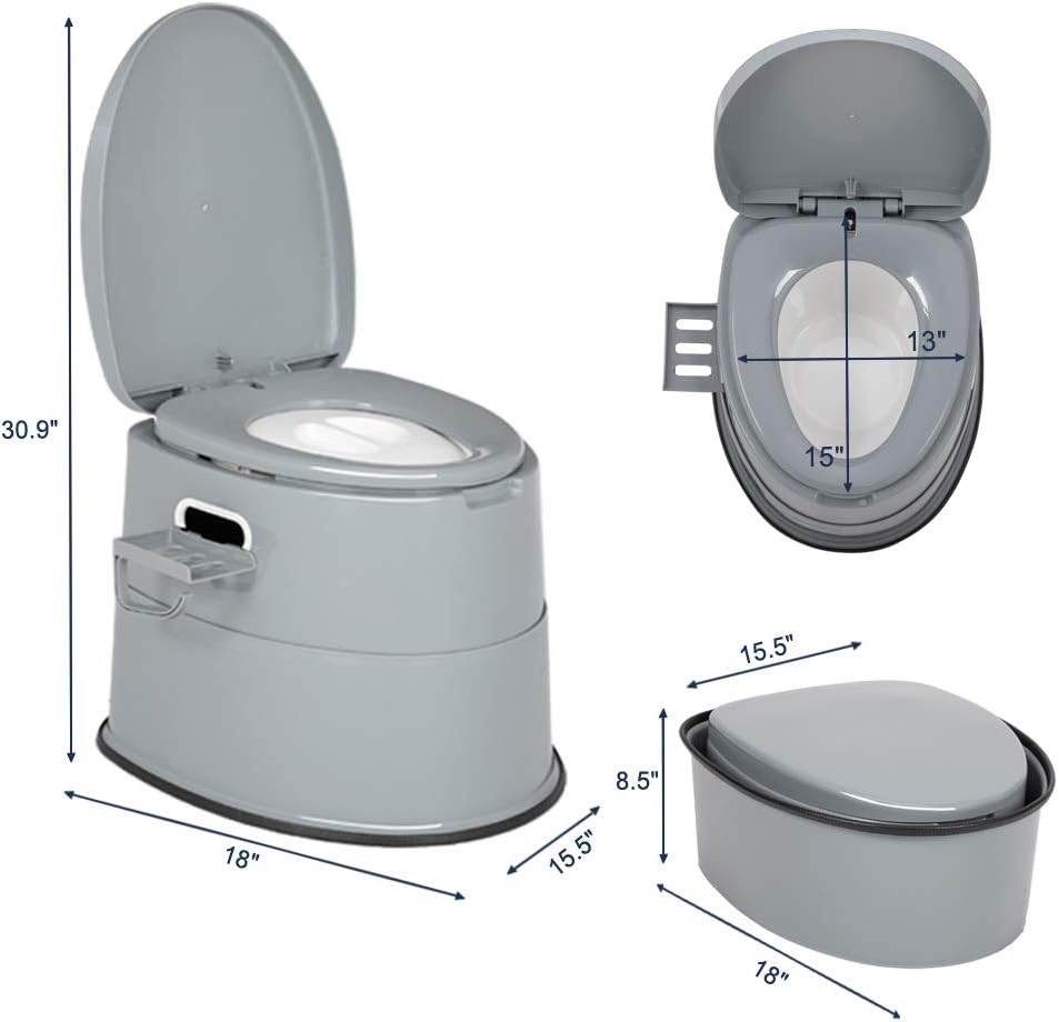 VINGLI Portable Toilet | Indoor Outdoor Commode w/Detachable Inner Bucket & Removable Paper Holder, Lightweight & Compact for Camping, Boat, Van