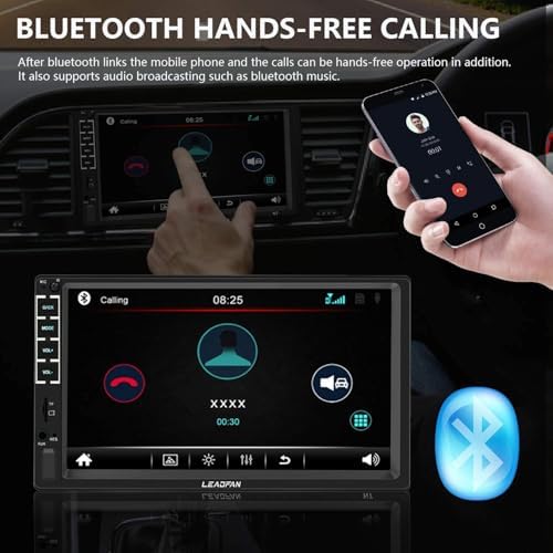 Leadfan 7" Car Stereo Double Din Radio with Bluetooth