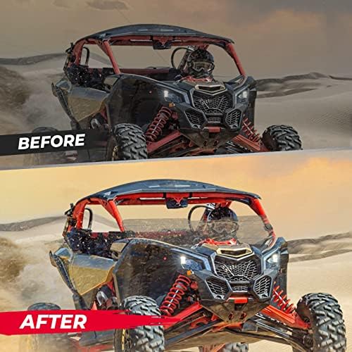 KEMIMOTO X3 Half Windshield Compatible with Can-Am Maverick X3 & Max | Clear Standard Hard Polycarbonate Front Window Clear Rubber Strip Edge