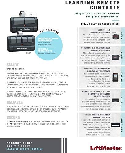 LiftMaster 892LT Two-Button Security+ 2.0 Learning Garage Door Opener Remote Control - Compatible only with Security+ 2.0 LiftMaster garage door