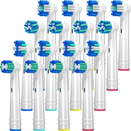Replacement Brush Heads for Oral B, 16 Pcs Toothbrush Replacement Heads Compatible with Oral B Pro1000 Pro3000 Pro5000 Pro7000, Includes 4 Floss