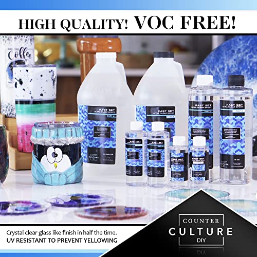 Counter Culture DIY Fast Set Epoxy Resin, 32 oz Kit, Quick Art Supplies for Coating, Casting, Geodes, Tabletop, Bar Top, Live Edge River Tables