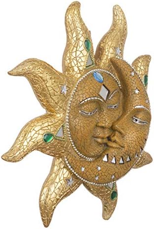 George S. Chen Imports Polyresin Orange Mosaic Face Sun with Yellow Mosaic Moon, 13", Multicolor (SS-G-63046)