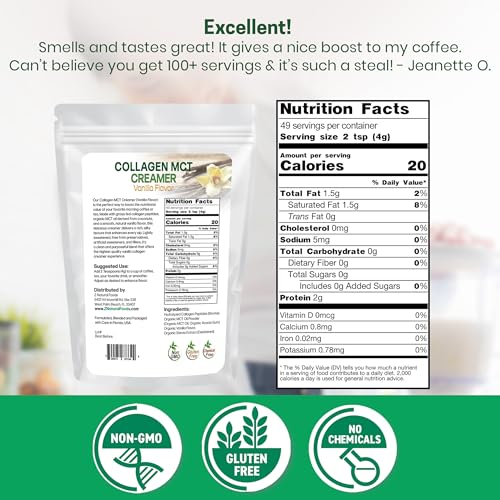 Z Natural Foods Collagen MCT Oil Creamer Powder- Vanilla, 16 oz (Pack of 1)
