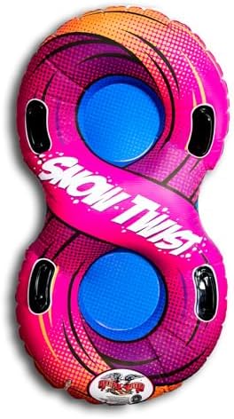 Flexible Flyer 57" Snow Twist Inflatable Tube Sled - 2-Person Pool Float and Snow Tube for Year Round Fun - Heavy Duty Double Sled with Handles for