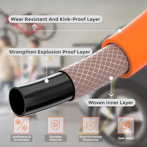 Giraffe Tools Hybrid Air Hose, 3/8 inch x 50 ft, 1/4 in. MNPT Fittings | 300 PSI Heavy Duty, Lightweight Air Compressor Hose