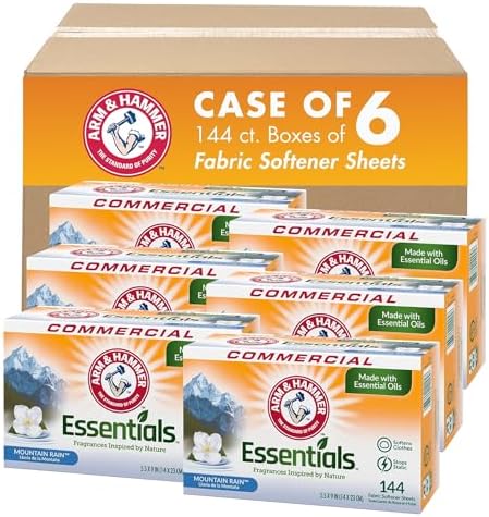 Arm & Hammer Essentials Fabric Softener Sheets-Mountain Rain-144ct