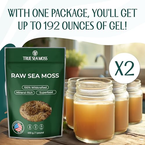 TrueSeaMoss Raw Irish Sea Moss – Wildcrafted Sun-Dried Seaweed for Homemade Gel – 16oz (1 lb) Makes Up to 200oz Gel – Atlantic Harvested