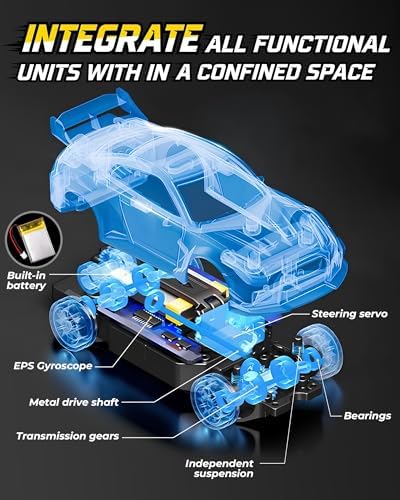 ARRIS 1/43 911 RC Drift Car 4WD with Gyro Full Proportional RTR | Alloy Body, 20KM/H Speed, Extra Drift Tires, Silent Bearings, LED Lighting