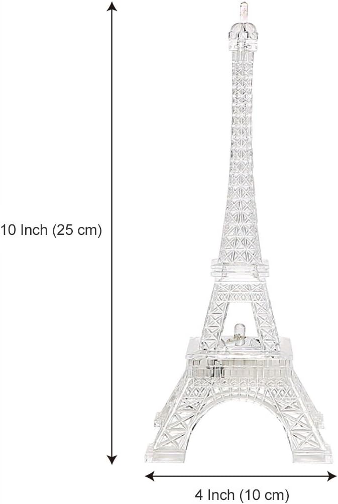 GARASANI 10" Colorful Eiffel Tower Lighting Desk Bedroom Decoration LED Lamp (10 Inch)
