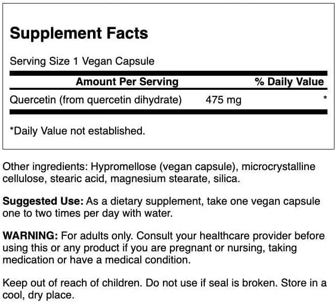 Swanson High Potency Quercetin, 60 Veggie Capsules | Natural Quercetin Flavonoid Found in Onions, Apples and Green Tea