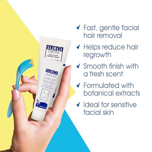 Surgiwax Facial Hair Removal Cream for Women – Depilatory Cream for Face, Neck, & Sensitive Skin, Professional Hair Remover, 1 oz