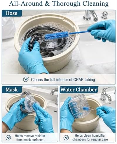 CPAP Cleaning Supplies Kit - CPAP Hose Cleaner Brush, CPAP Hose Holder, Mask Holder