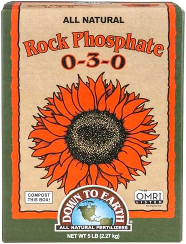 Down To Earth All Natural Fertilizers Organic Rock Phosphate - 0-3-0, 5 lb | Calcium Phosphate, Plant Food for Flower Beds, Vegetable Gardens