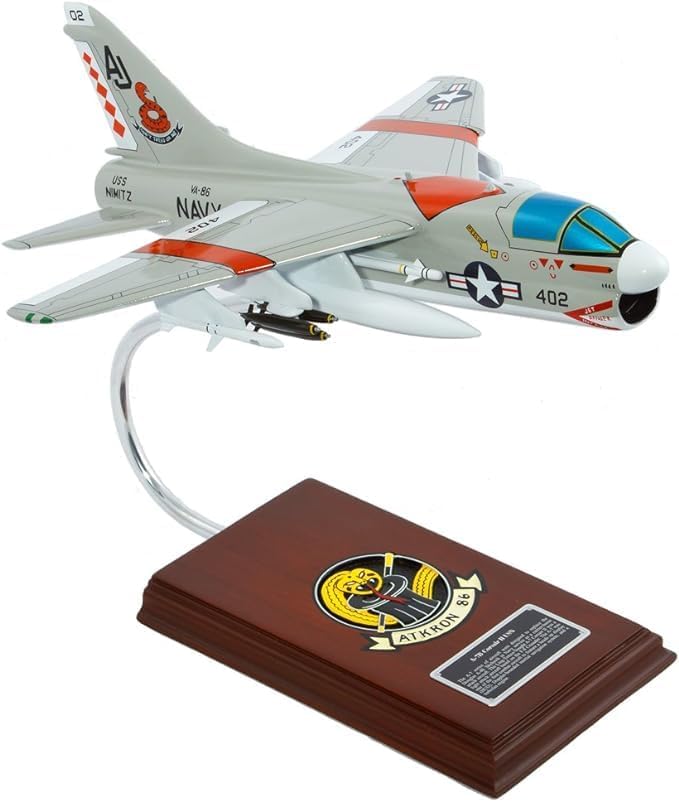 Vought LTV A-7 Corsair II US Navy Attack Jet Model Scale 1/40 | handcrafted mahogany wood, painted, airplane model, desktop display, aviation gift