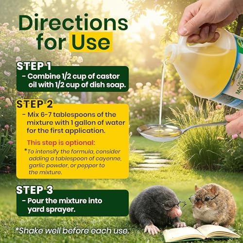 Nature's MACE Mole and Vole Mace, Mole Deterrent for Yard, 1 Gallon, 100% Pure Castor Oil, Lawns, Mole Repellent, Stop Tunneling, Mole Remover Treatment, Castor Oil Repellent, People, Pet, Plant Safe