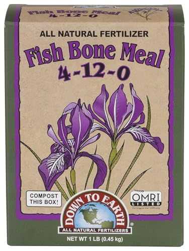 Down To Earth All Natural Fertilizers Organic Fish Bone Meal - 4-12-0, 1 lb | High Phosphorus Plant Food for Buds, Bulbs, Blooms, Flower Beds