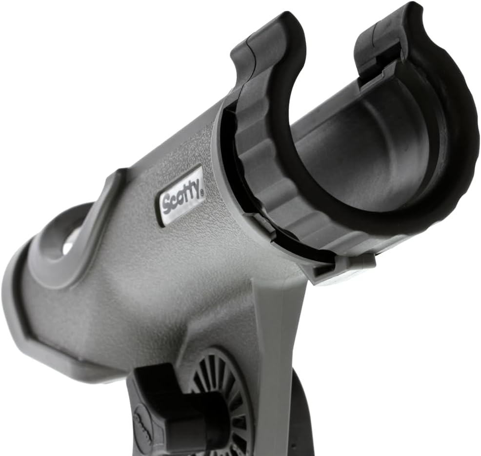 Scotty #230 Powerlock Rod Holder with #241 Side/Deck Mount, Adjustable Boat Fishing Rod Holder, Universal Cradle Design, Side or Deck Mount Installation, Marine-Grade Construction