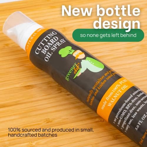Greener Chef Non Toxic Cutting Board Oil - Innovative Spray for No Mess and Less Waste - Pure Italian Walnut Oil Conditioner for Wood Butcher Blocks