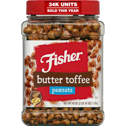 Fisher Snack Butter Toffee Peanuts, 42 Ounces (Pack of 1), No Artificial Colors or Flavors, 100% Recyclable