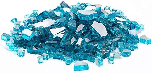 Margo Outdoor Living 20 lb 1/4" Caribbean Blue Reflective Fire Glass for Natural or Propane Fire Pit Fireplace Tempered Glass