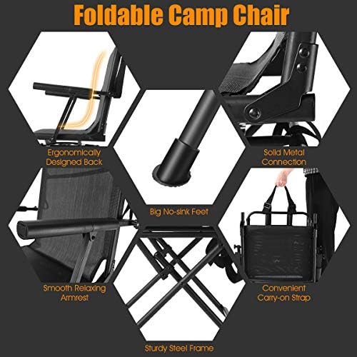 Tangkula 360° Swivel Hunting Chair, Multi-Position Folding Stealth Spin Chair W/Mesh Back, Wide Armrest & No-Sink Footpads