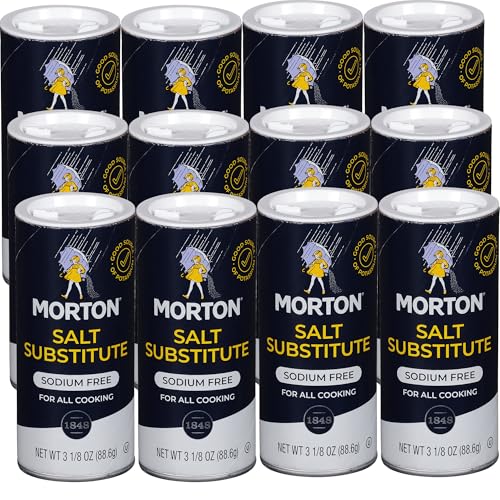 Morton Salt Substitute, Sodium Free Salt, 3.125 Ounce (Pack of 12) | Sodium Free Salt Substitute, no sodium salt, consult a physician before using
