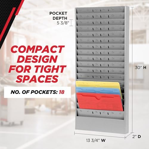CHAMP Repair Order Rack, 18-Pocket Wall Mount Organizer, Gray