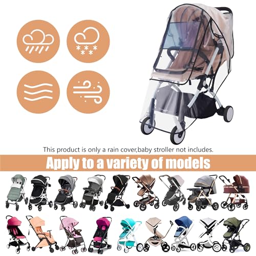 Bemece Stroller Rain Cover, Universal Stroller Accessory, Baby Travel Weather Shield, Windproof and Waterproof, Protect from Dust and Snow