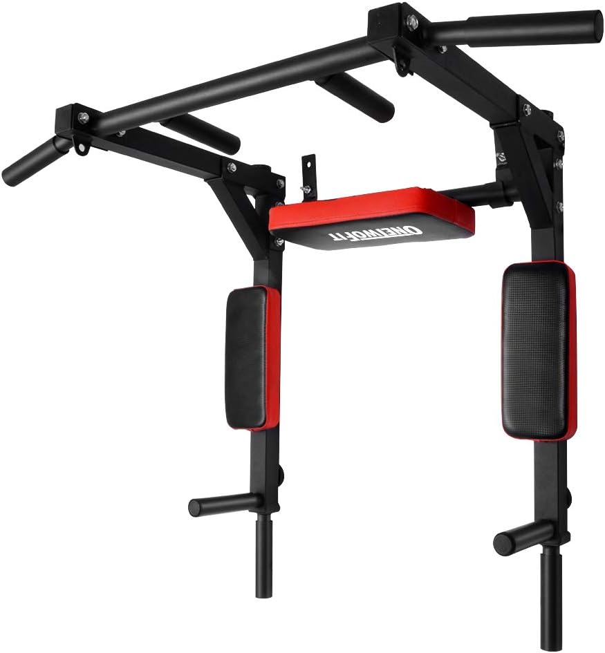 OneTwoFit Multifunctional Wall Mounted Pull Up Bar Chin Up bar Dip Station for Indoor Home Gym Workout