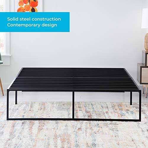 Linenspa Folding Metal Platform Bed Frame - Easy Assembly - Sturdy Steel - No Box Spring Needed - Underbed Storage - Mattress Foundation - 14" High