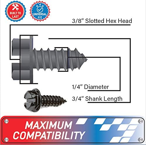 USA Fastener Stainless Steel Screws | Rust Proof, Chrome Locking Screws Set of 4 for License Plate Security to Secure Frames and Covers