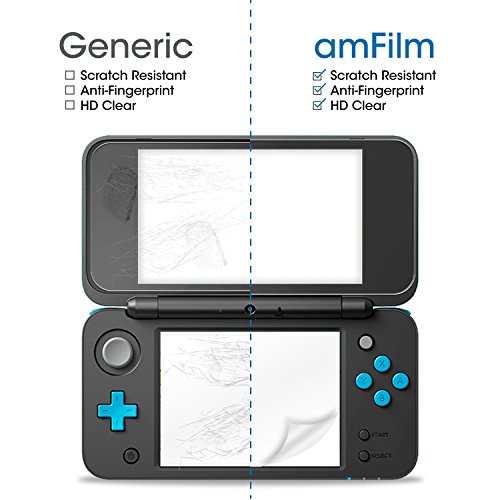 amFilm Screen Protector for Nintendo 2DS XL 2017, 2 GLASS Top, 4 PET Bottom | Drop & Scratch Protection, Easy to Instllation & Bubble Free, HD Clear