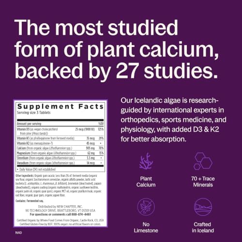 New Chapter Bone Strength Take Care - Bone & Heart Health Supplement - Clinically Studied Plant Calcium from Red Marine Algae - Vegan, Organic, Gluten Free & Kosher - 60 Slim Tablets