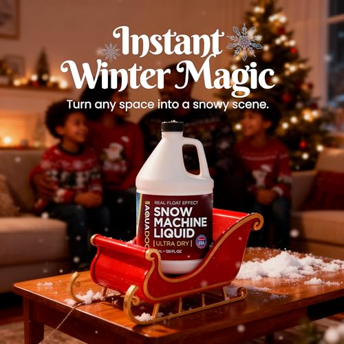 AquaDoc Snow Machine Fluid - Ultra Dry Snowmaker Liquid, 128 oz | Concentrated Formula Creates Fluffy Realistic Flakes Indoors And Outdoors