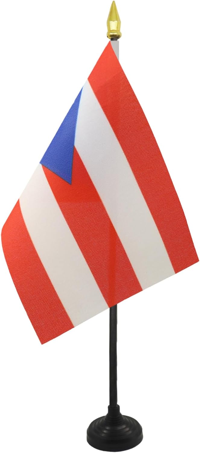 AZ FLAG Nicaragua Table Flag 4x6 in 100D Polyester Plastic Base | Indoor use Nicaraguan 15x10 cm desk flag stitched finish with reinforced edges with plastic pole and gold finial