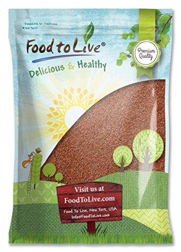 Food to Live - Brown Flax Seeds, 5 Pounds Raw Whole Flaxseed, Kosher, Vegan, Bulk. High Dietary Fiber Food. Rich in Omega-3 Fats. Great for Salads, Baked Goods, Smoothies, Oatmeal, and Yogurt.