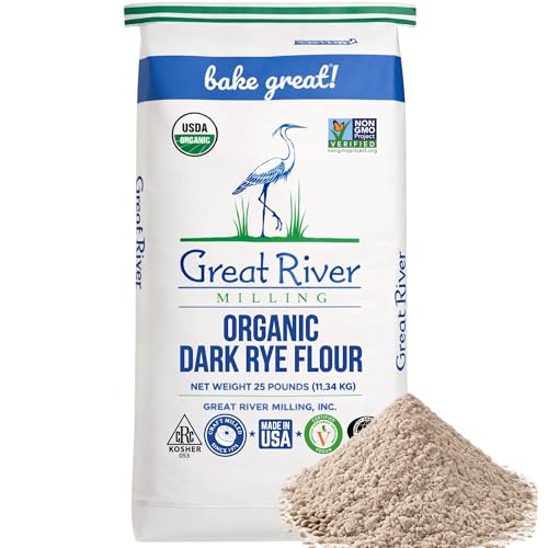 Great River Milling Organic Dark Rye Flour, Whole Grain, 25 lb