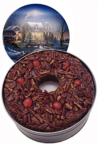 Jane Parker Fruitcake Dark Fruit Cake 3 Pound (48 Ounce) Ring in a Collectible Holiday Tin (Colors may vary) -Holiday Cake-Christmas Cake-The Best