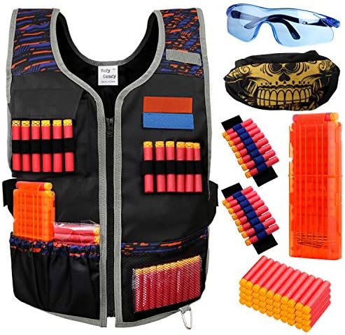 Hely Cancy Large Size Adjustable Toy Tactical Vest Kit Compatible with Nerf N-Strike Elite Series for Men, Big Kids XL-Size