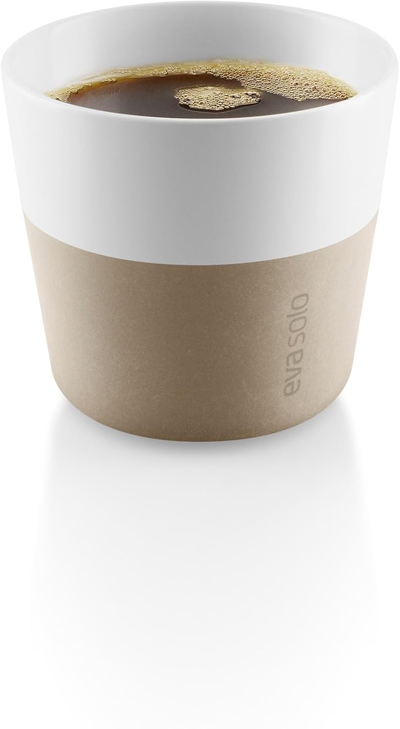 Eva Solo | 2 Lungo Tumbler Mugs | 8 oz Porcelain Coffee Cup Tumblers with Silicone-coated Grip | Danish Design, Functionality & Quality | Black