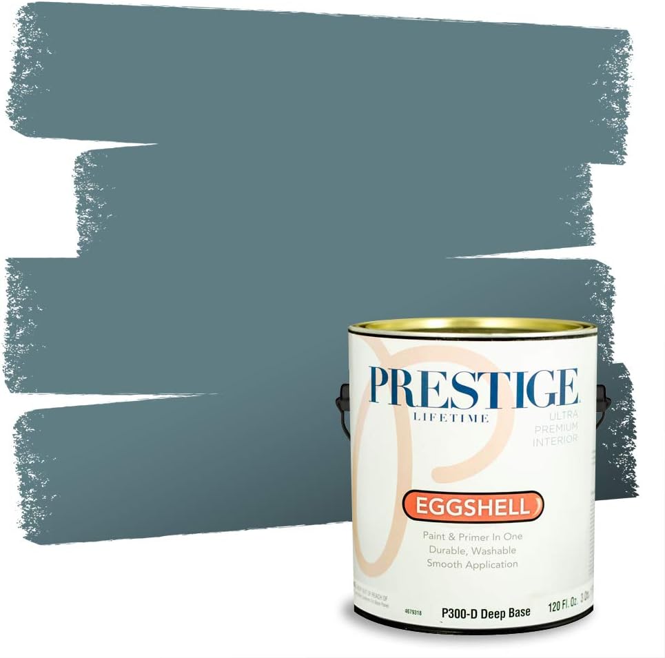 PRESTIGE Paints E100-T-SW6241 Exterior Paint and Primer in One, 1-Gallon, Flat, Comparable Match of Sherwin Williams Aleutian, 1 Gallon, SW18-Aleutian