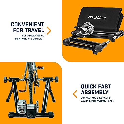 Fluid Bike Trainer Stand for Indoor Riding – Portable Foldable Stainless Steel Trainer, Noise Reduction, Progressive Resistance