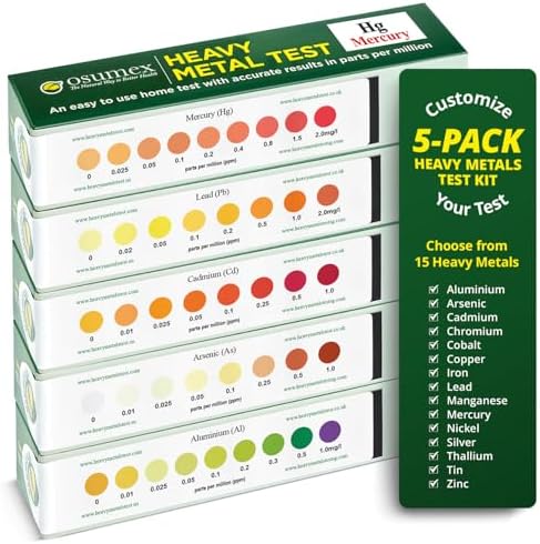 Heavy Metal Test Kit for Humans 5 Pack Heavy Metals Test – At Home Heavy Metal Urine Test Kit, Mercury Test Kit for Humans