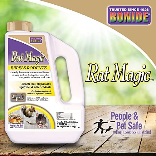 Bonide Rat Magic Rodent Repellent, 5 lb. Ready-to-Use Granules | Indoor & Outdoor Rodent Control, People & Pet Safe